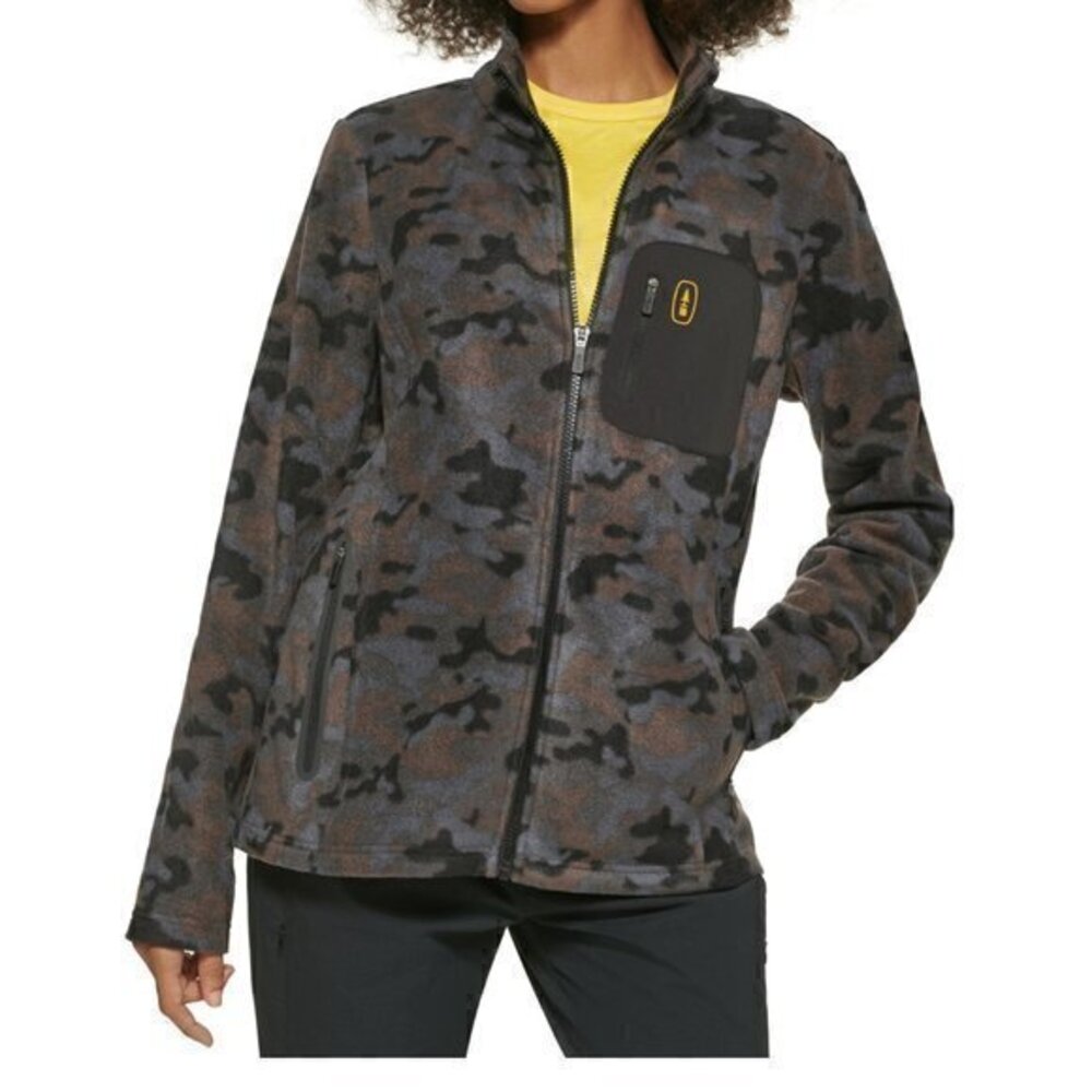 Bass Outdoor Women's Fleece Jacket- black grey camo